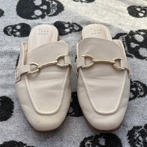 A New Day Women's Cream Mules with Gold Accent